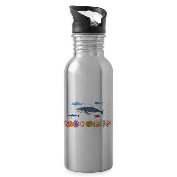 Sea Nature Marine Biologist Sea Marine Biology Ocean - Water bottle with straw - silver - Right