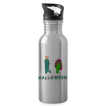 Halloween Zombie Undead Corpse Creature Dead Costume - Water bottle with straw - silver - Right