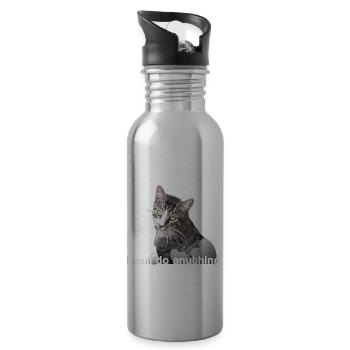 Katze Mietze Kater Kätzchen - Trinkflasche mit integriertem Trinkhalm - Lightsilver - Rechts