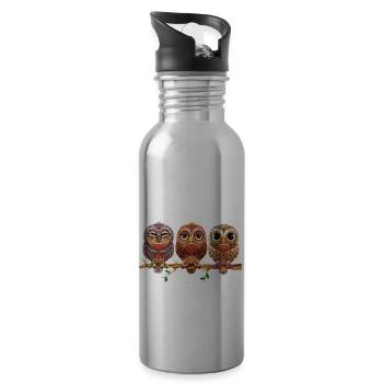 Kaffee Eulen Espresso Regular Coffee Owls Barista - Trinkflasche mit integriertem Trinkhalm - Lightsilver - Rechts