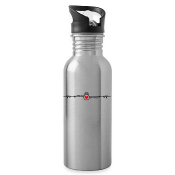 Kettlebell Heartbeat Sport Functional Training - Water bottle with straw - silver - Right