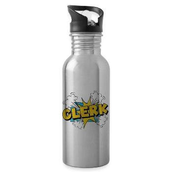 Retro Graphic Bank Clerk Bookkeeper Bank Employee - Trinkflasche mit integriertem Trinkhalm - Lightsilver - Rechts