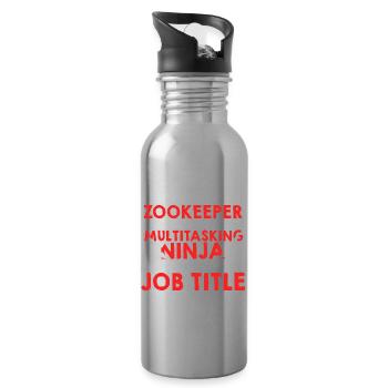 Zookeeper Because Of Multi Tasking Ninja Animal Ke - Trinkflasche mit integriertem Trinkhalm - Lightsilver - Rechts