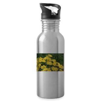 Flowers gem root yellow - Water bottle with straw - silver - Right