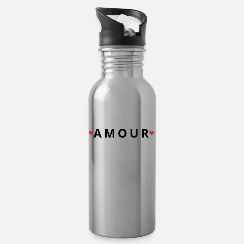 AMOUR DOUBLE COEUR - Gourde avec paille intégrée - argent clair