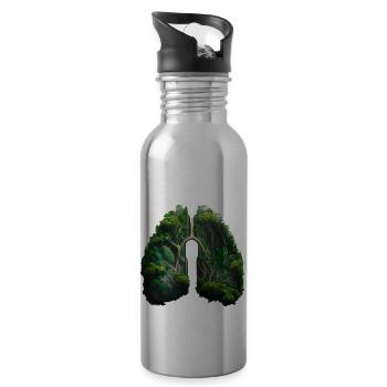 Man needs the jungle as a green lung - Water bottle with straw - silver - Right