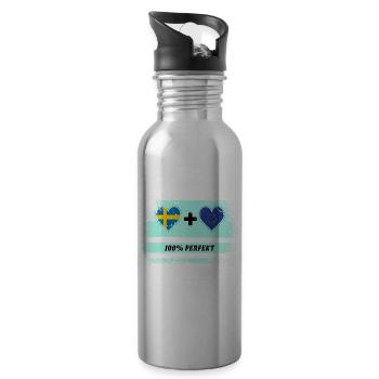 Europe and Sweden 100% Perfect / Gift - Water bottle with straw - silver - Right