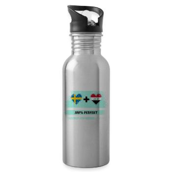 Iraq and Sweden 100% Perfect / Gift - Water bottle with straw - silver - Right