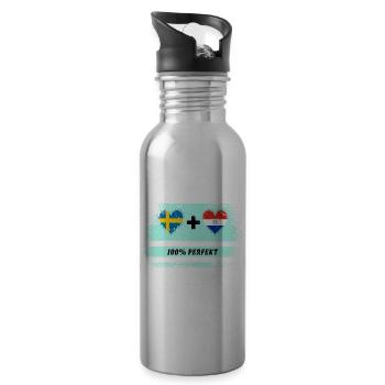 Paraguay and Sweden 100% Perfect / Gift - Water bottle with straw - silver - Right