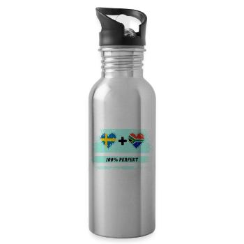 Afrique du Sud & Suède 100% Parfait / Cadeau - Gourde avec paille intégrée - argent clair - Droite