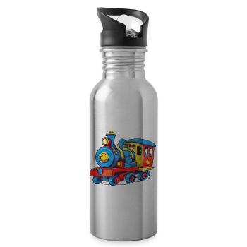 Niedliche Zug Eisenbahn Lokomotive - Trinkflasche mit integriertem Trinkhalm - Lightsilver - Rechts