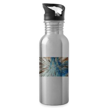 Radiale Blaue Explosion - Trinkflasche mit integriertem Trinkhalm - Lightsilver - Rechts