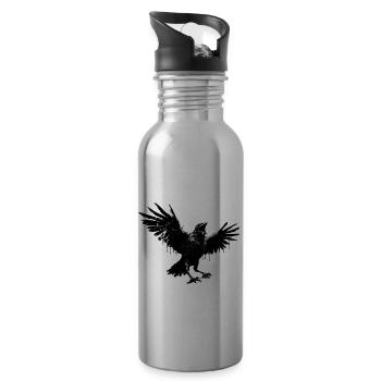 drakebobber a crow in a comic style - Trinkflasche mit integriertem Trinkhalm - Lightsilver - Rechts