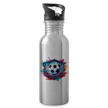 Football / Jeu / Ballon / Terrain / Tir - Gourde avec paille intégrée - argent clair - Droite