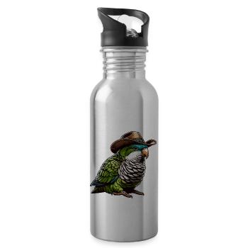 Quäker Papagei Mönch Sittich - Trinkflasche mit integriertem Trinkhalm - Lightsilver - Rechts