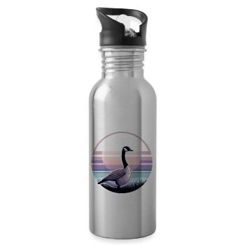 Wunderschöner Sonnenuntergang bei einer kanadischen Gans - Trinkflasche mit integriertem Trinkhalm - Lightsilver - Rechts