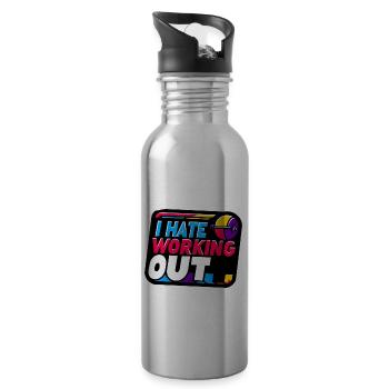 I Hate Working Out 8 - Water bottle with straw - silver - Right