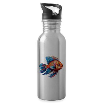 Fish colorful and tropical - Water bottle with straw - silver - Right