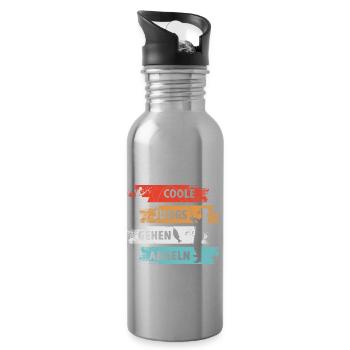 Cool Guys Go Fishing Angler - Water bottle with straw - silver - Right