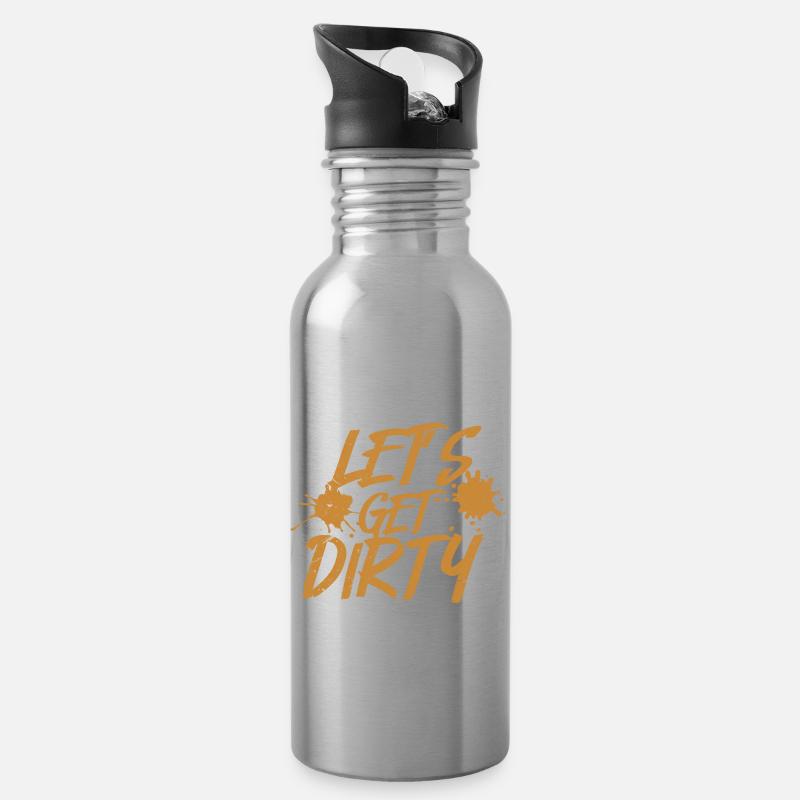 Let's get dirty Mud race runner - Trinkflasche mit integriertem Trinkhalm - Lightsilver