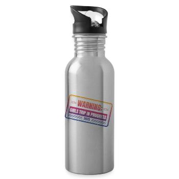 Warnung Girls Trip In Progress 2025 - Trinkflasche mit integriertem Trinkhalm - Lightsilver - Rechts