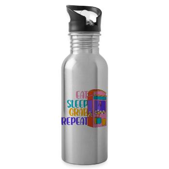 Eat Sleep Grab Repeat Claw Crane Machine - Water bottle with straw - silver - Right