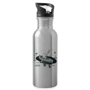 Geist Kajak Halloween - Trinkflasche mit integriertem Trinkhalm - Lightsilver - Rechts
