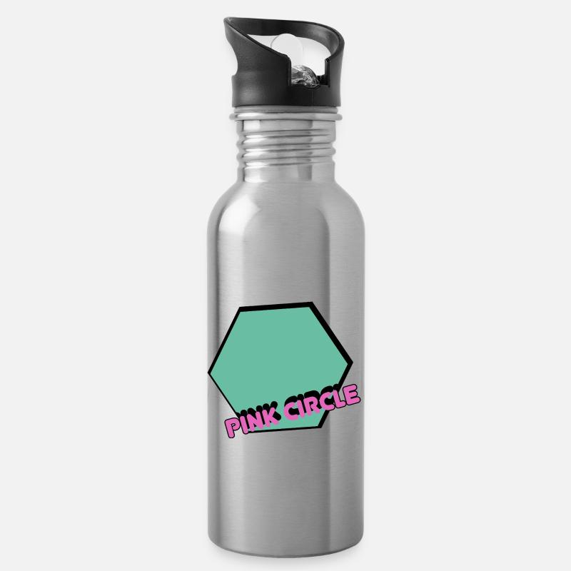 Hexagone vintage avec texte - Gourde avec paille intégrée - argent clair