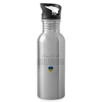 Ukrainischer Stolz, ich liebe die Ukraine - Trinkflasche mit integriertem Trinkhalm - Lightsilver - Rechts