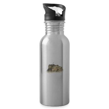 Felsenkastell im Nebel - Trinkflasche mit integriertem Trinkhalm - Lightsilver - Rechts