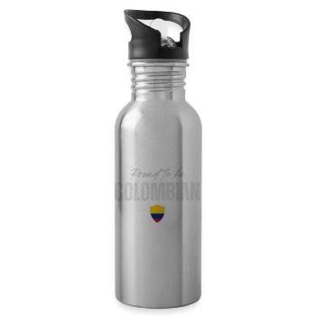 Proud to be Colombian, made in Colombia - Water bottle with straw - silver - Right