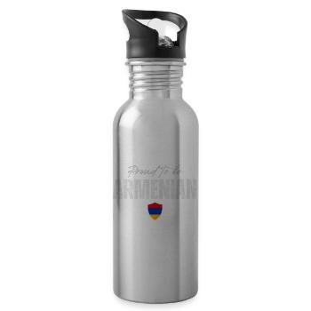 Proud to be Armenian, made in Armenia - Water bottle with straw - silver - Right