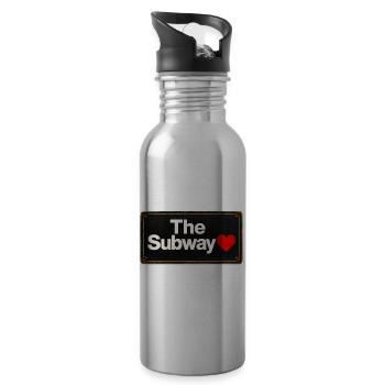 Subway Heart Retro-Schild - Trinkflasche mit integriertem Trinkhalm - Lightsilver - Rechts