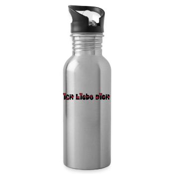 ich liebe dich - Trinkflasche mit integriertem Trinkhalm - Lightsilver - Rechts