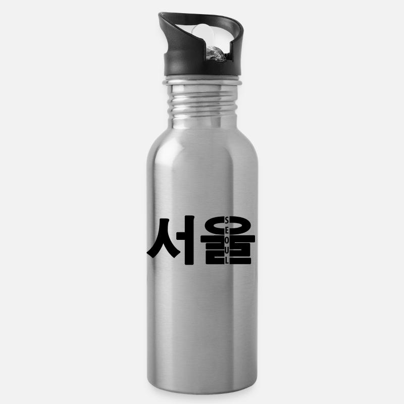 SEOUL Hangul Conception - Gourde avec paille intégrée - argent clair