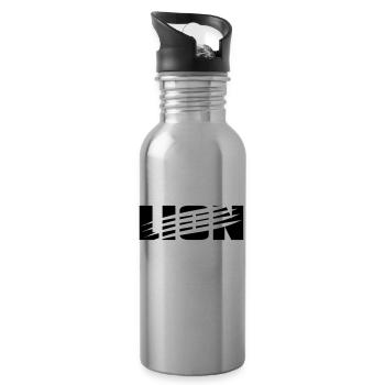 Cooles Löwen Design mit Kratzspuren von Krallen - Trinkflasche mit integriertem Trinkhalm - Lightsilver - Rechts