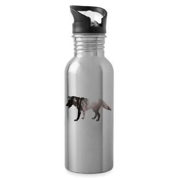 Wolf - Trinkflasche mit integriertem Trinkhalm - Lightsilver - Rechts