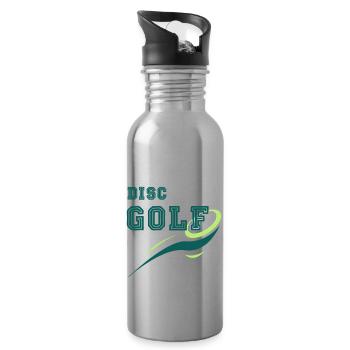 Disc Golf Discgolf Frisbee Geschenk Gift - Trinkflasche mit integriertem Trinkhalm - Lightsilver - Rechts