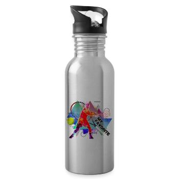 tennis - Trinkflasche mit integriertem Trinkhalm - Lightsilver - Rechts