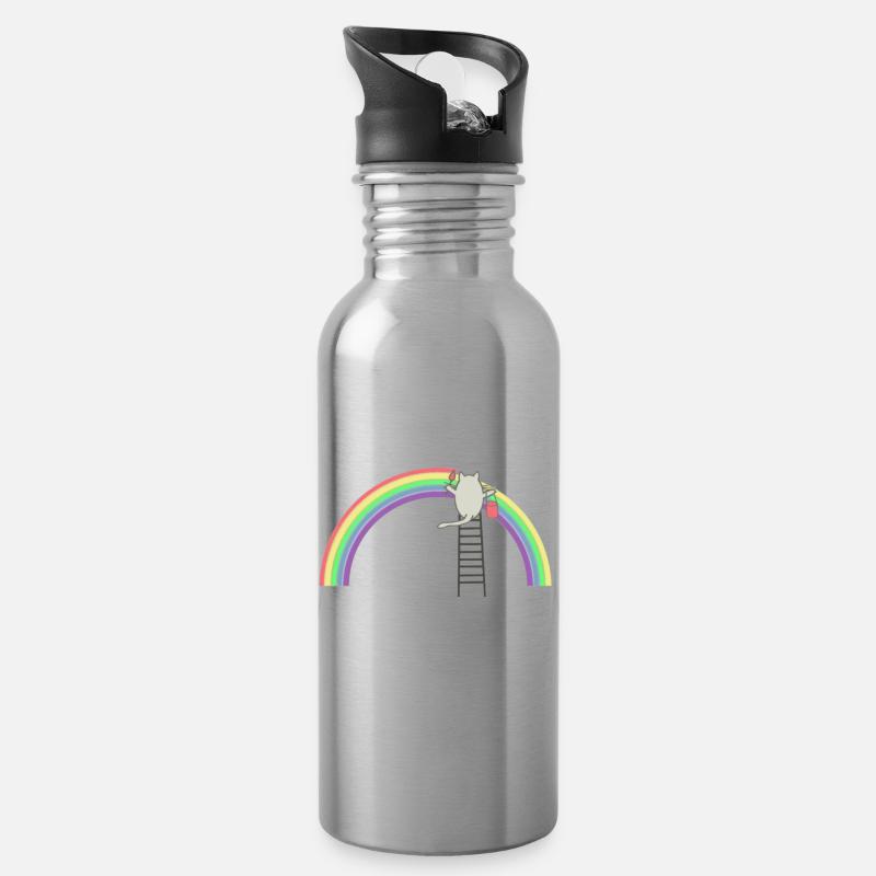 Rainbow - Water bottle with straw - silver