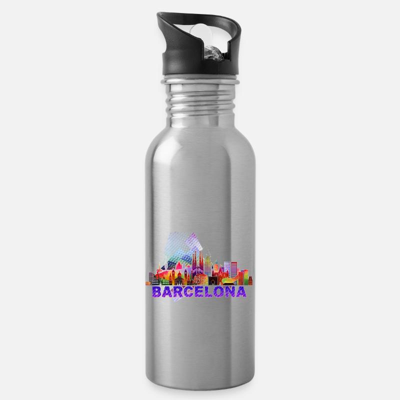 Barcelona 3 a - Gourde avec paille intégrée - argent clair