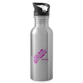 sports car tire 45 F - Water bottle with straw - silver - Right