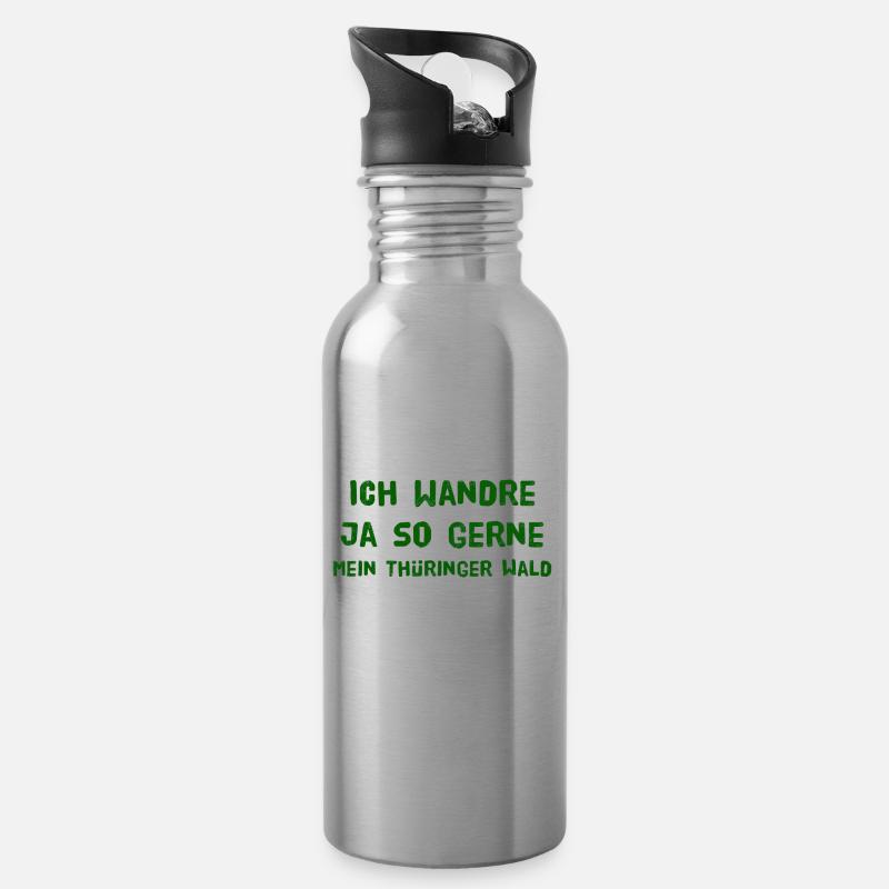 thüringer wald1 - Trinkflasche mit integriertem Trinkhalm - Lightsilver