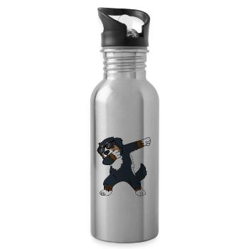 Bernese Berner Sennenhund Dabbing Dansant Drôle - Gourde avec paille intégrée - argent clair - Droite