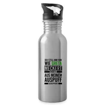 Ich stell mir vor wie Greta meckert wenn es aus .. - Trinkflasche mit integriertem Trinkhalm - Lightsilver - Rechts