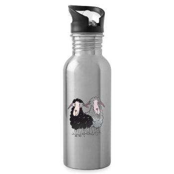 Schafe lustig Geschenk - Trinkflasche mit integriertem Trinkhalm - Lightsilver - Rechts