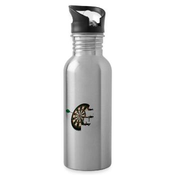 Dart Zielen Werfen Fluchen Nochmal - Trinkflasche mit integriertem Trinkhalm - Lightsilver - Rechts
