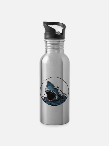 Shark - Water bottle with straw - silver