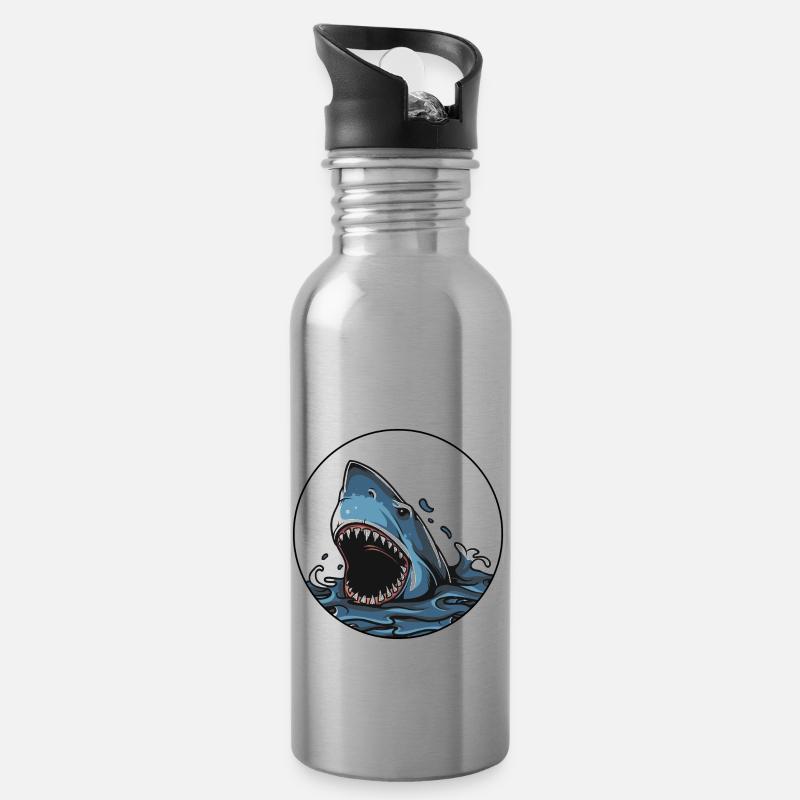 Hai - Trinkflasche mit integriertem Trinkhalm - Lightsilver