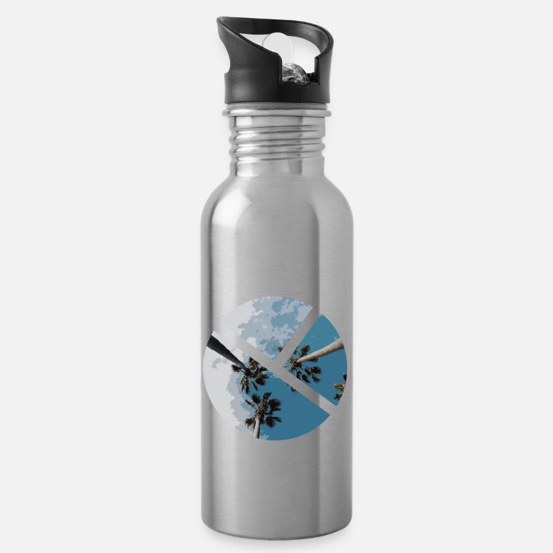 Palme - Trinkflasche mit integriertem Trinkhalm - Lightsilver